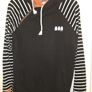 AMPERSAND AVE Black and White Striped Women's Hoodie
